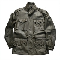 Veste d'hiver unisexe en cuir de vache véritable, style chasse décontracté, noire, col montant, fermeture éclair, à capuche, matelassée, coupe-vent, grande taille, véritable manteau