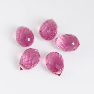 Teardrop Brio lette rosa facettierte Bohrglas perle für Perlen armband
