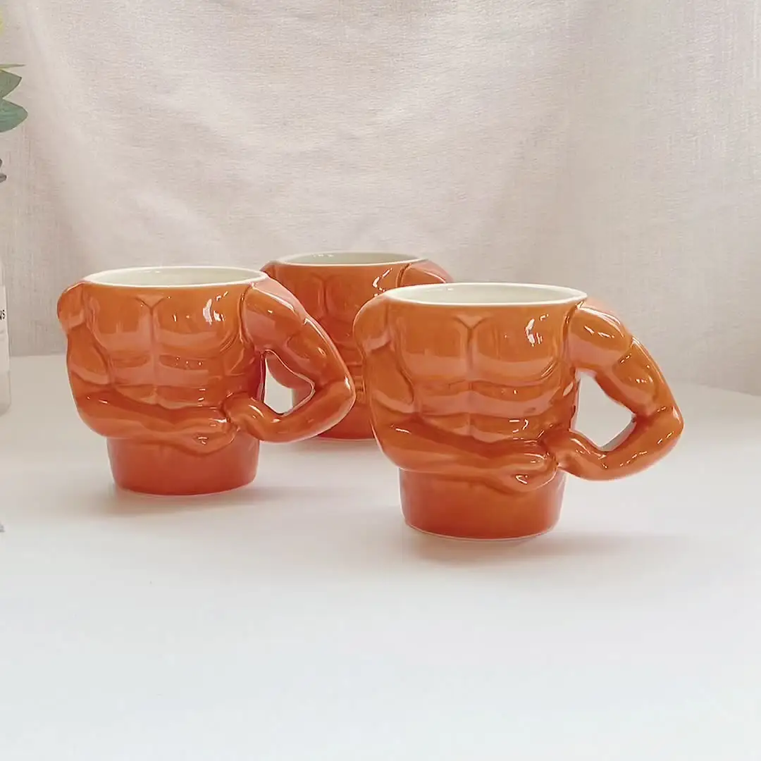 Tivray Creative Cute Macho Mug Muscle man Ceramic Mug Personality Trend Water Mug Coffee Cup gifts sets