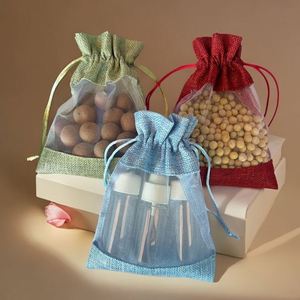 Linen Look Drawstring Window Pouch Soap Bag with Print Logo <b>Lavender</b> <b>Sachet</b> Christmas Gift Storage Bags Made in China - Product Image 1