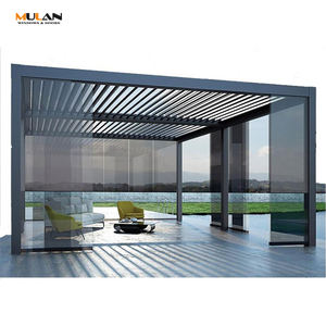 Pergola bioclimatique motorisée moderne <span class=keywords><strong>MULAN</strong></span> pour extérieur, imperméable, résistante au vent, avec lames orientables, gazebo en aluminium, pavillon, garantie 3 ans - Product Image 2