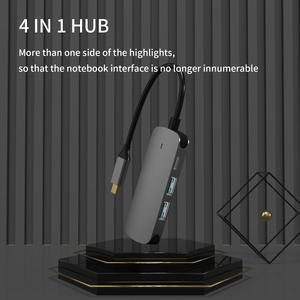 2026 jmax 4 in 1พอร์ต USB 3.0 Type C <span class=keywords><strong>4K</strong></span> HDTV อะแดปเตอร์ฮับหลายพอร์ตชาร์จ <span class=keywords><strong>pron</strong></span>-HUB USB Docking Station พร้อม LED - Product Image 4
