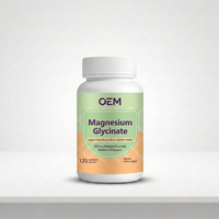 Capsules de glycinate de magnésium en gros OEM, 120 unités, 500 mg, complément alimentaire en vrac, marque privée pour la distribution