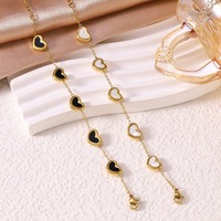 Gelang Baja Anti Karat Lapis Emas Zirkon Bentuk Hati Trendi Terlaris untuk Wanita