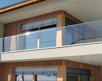 BNS Garde-corps en verre moderne avec base en acier inoxydable, design à profil en U, sans cadre, pour balcon, villa, jardin et hôpital