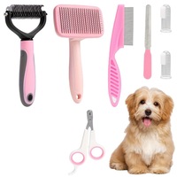 Kit de toilettage pour chien 7 pièces écologique, auto-nettoyant, comprenant coupe-ongles, lime à ongles, peigne anti-puces et peigne à poils d'animaux en acier inoxydable