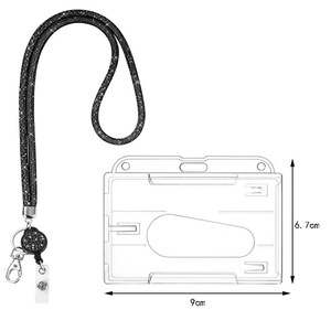 Mobile phone fishing net lanyard, rhinestone-filled <b>ID</b> card buckle, neck strap, easy-pull buckle, retractable name tag pendant, - Product Image 4