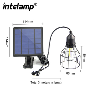 Intelamp 방수 케이지 금속 장식 조명 교수형 정원 랜턴 태양 광 조명 야외 펜던트 - Product Image 1