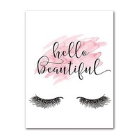 Affiche de mode parfumée aux fleurs roses, impression sur toile de cils et lèvres, peinture artistique murale, décoration moderne pour chambre de fille et maison