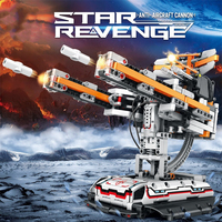 Reobrix 99002 MOC Space Wars, Nave Antiaérea Eléctrica sin Armas, Arma Militar Estelar, Bloques de Construcción de Plástico RC, Sets de Ladrillos, Juguetes
