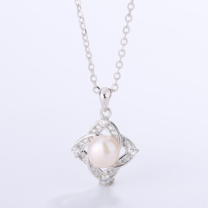 Collier pendentif en cuivre avec nœud celtique, étoile à quatre branches, CZ, perle d'eau douce, bijoux géométriques torsadés pour femmes - Product Image 2