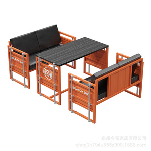 Ensemble table et chaises industrielles en fer pour restaurant, salle à manger, hôtel, café, <span class=keywords><strong>bar</strong></span> à domicile, salon, centre commercial, usage domestique - Mobilier métallique - Product Image 2