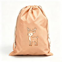 Pochette à cordon en tissu robuste imprimée de dessins animés de cerfs tachetés personnalisés, sac de rangement écologique pour l'emballage de cadeaux et l'organisation sportive
