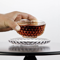 Accessoires de table, ensemble de bols et soucoupes en verre transparent à motif diamant sans plomb, petit saladier, passe au lave-vaisselle, pour dîner en famille