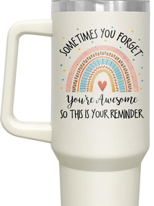 Mug de voyage minimaliste en acier inoxydable arc-en-ciel de 40 oz à double paroi isolé sous vide avec couvercle et poignée, tasse cadeau, isolation de 24 heures - Product Image 2