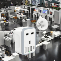 Adaptateur de prise européenne UK intelligent avec 3 ports USB, 1 port USB-C, prise murale mise à la terre 16A, Allemagne France (Type E/F) SDK Commercial