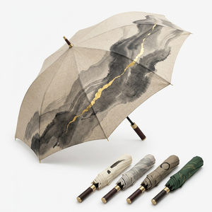 144 Diameter Extra Large 14mm Fiberglass Frame 75mph <b>Windproof</b> Automatic Open 190T Fabric Luxury Custom Golf <b>Umbrella</b> With Logo - Product Image 1