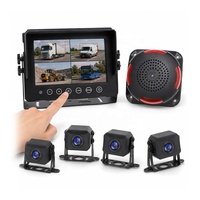 Kit de caméras de recul 2MP avec moniteur DVR IPS 4 canaux étanche 7 pouces, détection d'angle mort par IA avec alarme sonore