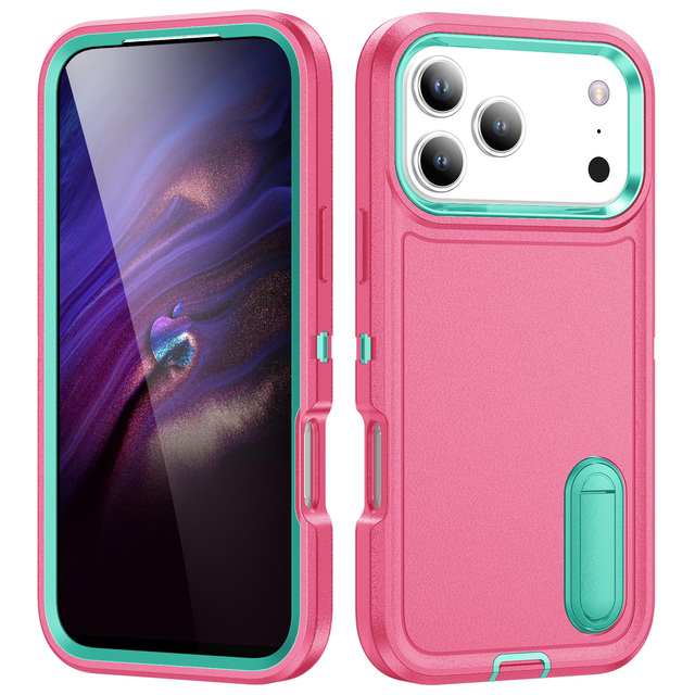 Heavy Duty Shockproof Defender Phone Case Armor Protection Mobile Phone Cover for iPhone 17 Pro Max 16 15 14 13 with Strip Stand