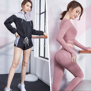 2020 Fitness Demi-Fermeture Éclair Veste de Ensemble de Yoga Sport Soutien-Gorge Leggings Manches Longues Manches Courtes Vêteme - Product Image 3