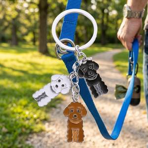 Porte-clés Chien en Métal Argenté, Breloques <span class=keywords><strong>Caniche</strong></span> Blanc Marron Noir Émaillé, Mignon Dessin Animé Chiot, Pendentif Sac à Main, Porte-clés pour Amoureux des Chiens - Product Image 2