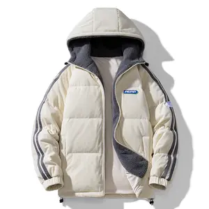 Benutzer definierte Logo Winter Puffer Jacke für Männer Frauen Sherpa Futter Design Kapuze Herren Puffer Jacken