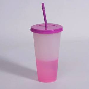 Vaso Mágico de Café de Plástico de Color Personalizado, Libre de BPA, de 16/24 oz, Reutilizable, Cambia de Color <span class=keywords><strong>con</strong></span> el Agua Fría, <span class=keywords><strong>con</strong></span> Tapas y Pajitas - Product Image 4