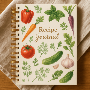 LABON Journal de recettes en spirale A5 Couverture rigide <span class=keywords><strong>Illustration</strong></span> de légumes Cahier de cuisine Livre de recettes personnalisé pour écrire des plans de repas Recettes - Product Image 1
