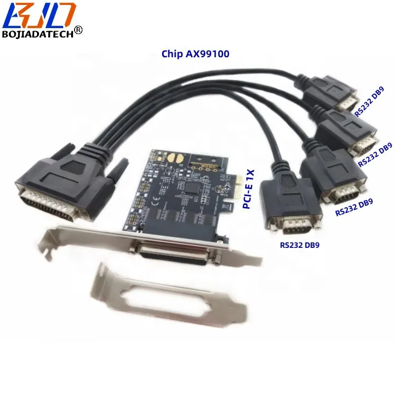 4 x RS232 seri Port ke PCI Express X1 PCI-E 1X kartu pengontrol ekspansi AX99100 dengan RS-232 DB9 kabel ekstensi