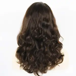 Dark Brown Jewish Human Hair Half Wigs Unprocessed Virgin Brazilian 3/4 Half Wigs Body Wave Kosher None Lace Wigs