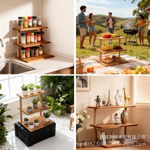 Wooden Multi Tier Storage <b>Rack</b> 3 Layers <b>Kitchen</b> Organizer For Food And Cookware Display Home Use - Product Image 4