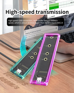 OEM LED trasparente <span class=keywords><strong>M</strong></span>.<span class=keywords><strong>2</strong></span> USB 3.1 a 10G velocità Mobile Hard Disk Box NVME/NGFF <span class=keywords><strong>2</strong></span> In 1 doppio protocollo Computer esterno stato solido - Product Image 6