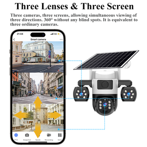 Caméra solaire extérieure V380 Pro Wifi/4G, 3 objectifs, 3 écrans, détection de mouvement COMS, alarme, batterie basse consommation, caméra CCTV étanche - Product Image 2
