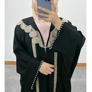 Noir <span class=keywords><strong>Abaya</strong></span> femmes robe musulmane 2024 dubaï mode manches chauve-souris ample grand devant ouvert <span class=keywords><strong>Kimono</strong></span> Style arabe Maxi <span class=keywords><strong>Abaya</strong></span> - Product Image 3