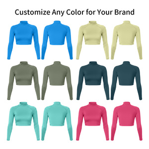 <strong>Women</strong> Cropped Rash Guard For Long Sleeve Crew Neck UPF 50 + Swim Rashguard Custom Nylon Spandex Swimsuit Crop Top - Product Image 4