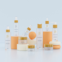 Benutzer definierte matti erte Creme Glas Holzglas rosa Pump flasche Serum Tropfer Paket Kosmetik flaschen mit Bambus deckel gesetzt