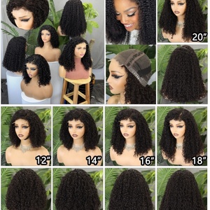 FH C Part Pixie Curly Human Hair <b>Wig</b> 5x5 Glueless Lace <b>Front</b> <b>Wig</b> with Forehead Curly Baby Hair - Product Image 3