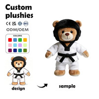 Ours en peluche Taekwondo personnalisé avec logo, rembourrage en coton PP, ours en peluche personnalisé en gros