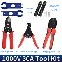 Connecteur solaire 1000V 1500V DC 30A pour câble PV CE IP67 2,5/4/6mm² pour panneaux solaires et systèmes photovoltaïques, kit d'outils mâle et femelle