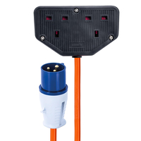 Adaptador de Cable Industrial ZNPON de 16A a 13A, Latón, 2 Salidas, 0.35M, Enchufe CEE de 3 Pines a Enchufe del Reino Unido GX03E