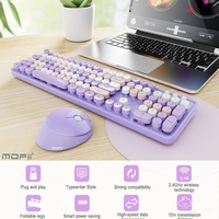 Ensemble de claviers sans fil 2,4 G avec touches rondes pleine taille, clavier et souris sans fil combinés pour la maison et le bureau
