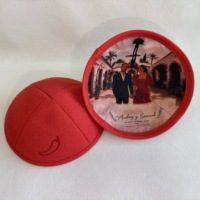 Kippah de Lino Personalizada con Foto Completa, Forro Interior y Bordado Personalizado, Recuerdo de Boda Judía, Kippot, Yarmulke, Gorro Judío