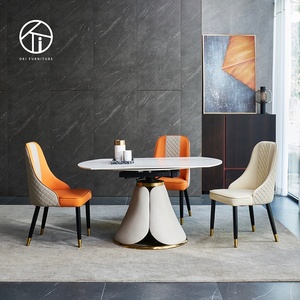 Extendable Modern Comedor <strong>Space</strong> <strong>Saver</strong> Dining Room Set Sintered Stone Ceramic Marble Round Dining <strong>Table</strong> - Product Image 4