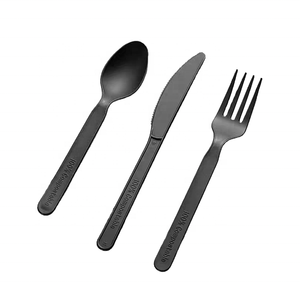 Takeaway 6 7 8 inch dĩa dao thìa cpla ngã ba dao speen <span class=keywords><strong>Spoon</strong></span> Set PLA dao kéo Kit cho phục vụ ăn uống - Product Image 4