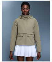 Veste de yoga imperméable légère pour l'automne, à capuche, zippée, séchage rapide, pour femme, fitness, coupe ample, unie, design élégant, pour les sports de plein air