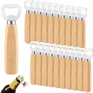 Ouvre-boîte manuel multifonctionnel en acier inoxydable avec manche en bois, gravure laser personnalisée, promotionnel, durable et écologique - Product Image 1