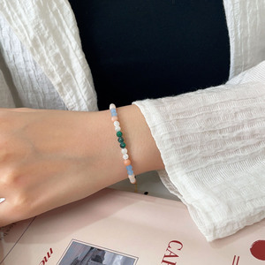 Yinruitai S925 Sterling Silver Natural Gemstone <b>Beaded</b> <b>Bracelet</b> For Women Everyday Wear Irregular Style - Product Image 4