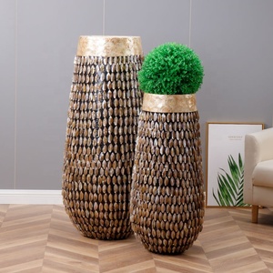 Matériel de <span class=keywords><strong>d</strong></span>écoration en résine de fibre de verre, 1 pièce, de forme ronde et personnalisée avec <span class=keywords><strong>Vase</strong></span> à perles de coquillage - Product Image 5