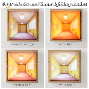 Lampe de nuit LED visuelle à œil nu moderne créative en bois pour salon, lampe d'ambiance murale non perforé<span class=keywords><strong>e</strong></span> - Product Image 3