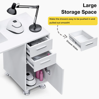 Table de manucure Station de table à ongles avec dépoussiéreur électrique 4 sacs à poussière Coussin de poignet Bureau ergonomique pour les ongles Table de maquillage des ongles